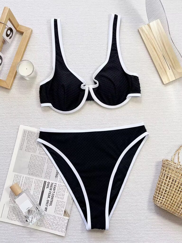 Classic Underwire High Waist High Cut Textured Bikini - Image 3