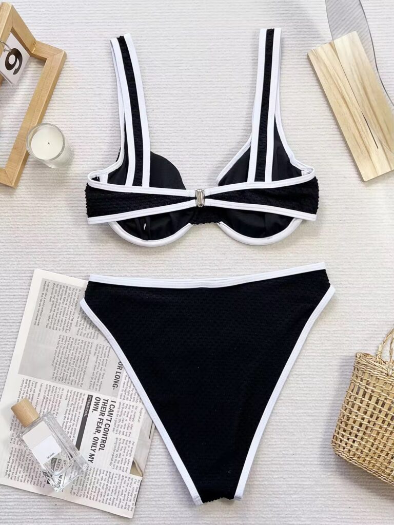 Classic Underwire High Waist High Cut Textured Bikini - Image 4