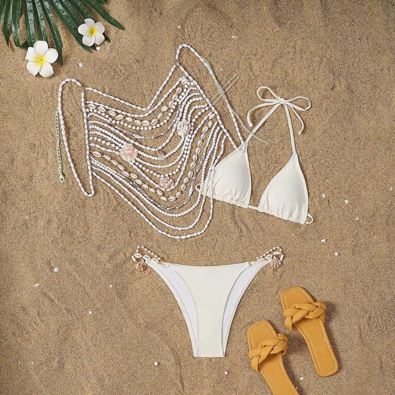3 Piece Jewel Shell Chain Bikini Set - Image 3