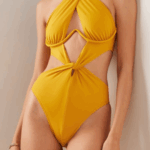 Yellow Underwire Cut Out Monokini