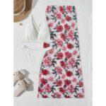 3 Piece White Bikini With Floral Skirt Cover Up Set
