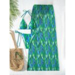 3 Piece Green Triangle Bikini set