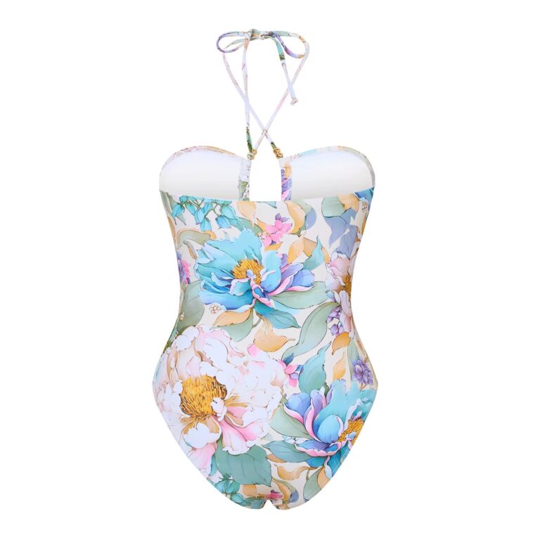 2 Piece Cut Out Floral Monokini With Split Skirt Cover Up - Image 4