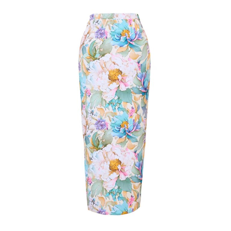 2 Piece Cut Out Floral Monokini With Split Skirt Cover Up - Image 5