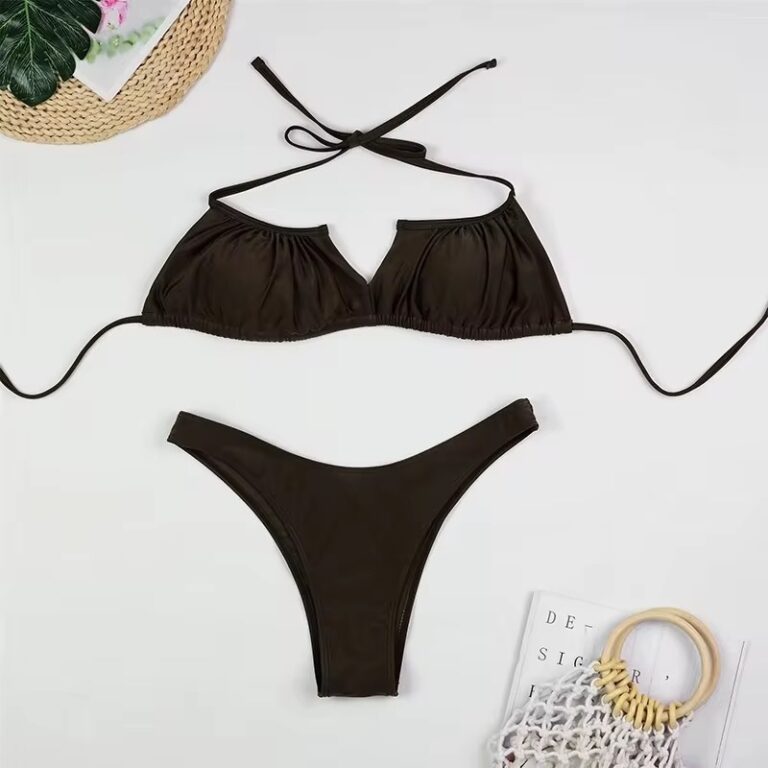 3 Piece Brown V Wire Conservative Lucury Resort Wer Bikini Set - Image 6