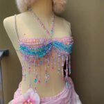 Beaded Pink and Blue Bra chain