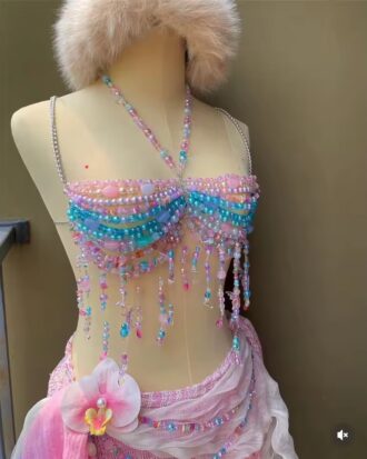 Beaded Pink and Blue Bra chain